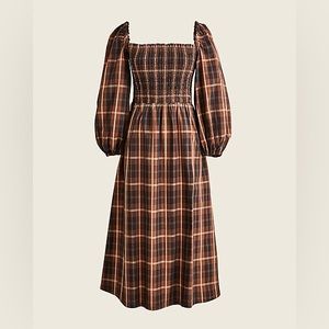 J.Crew Smocked puff-sleeve dress